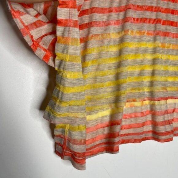 Sundance Womens Top Size S Yellow Striped Long Sleeve Asymmetrical Hem Blouse - Picture 6 of 10